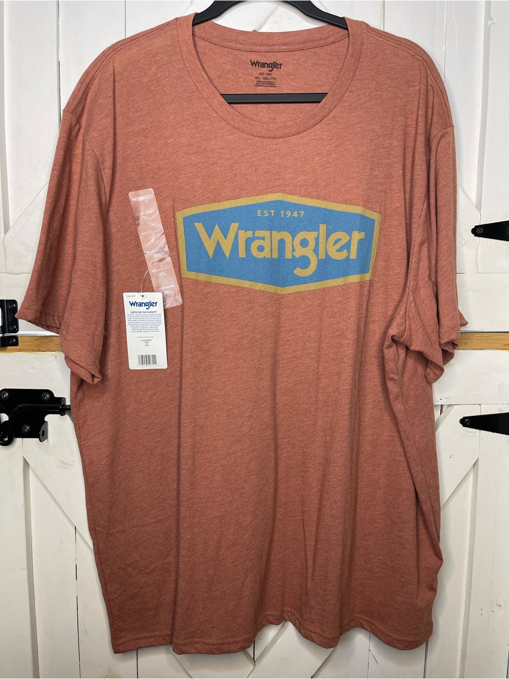 Wrangler Men's Copper Brown Tee with Blue & Gold Logo